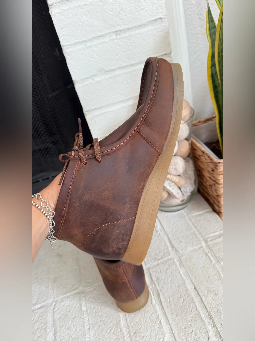 Clarks Wallaston Boot Brown Leather Men’s Size 13 EU 47 Moc Toe Chukka Boots